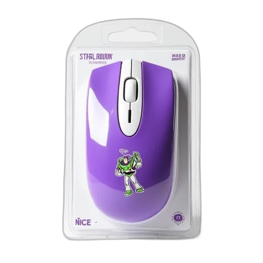 3d render, purple, white, mouse-shaped, computer, mouse, sticker, buzz transparent PNG cut-out