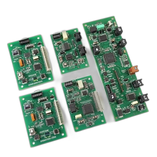 collection, electronic, circuit, boards, displayed, white, background, various transparent PNG cut-out