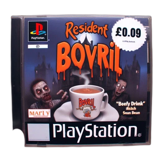 concept art, humorous, game, title, resident, bovril, parodies, video transparent PNG cut-out