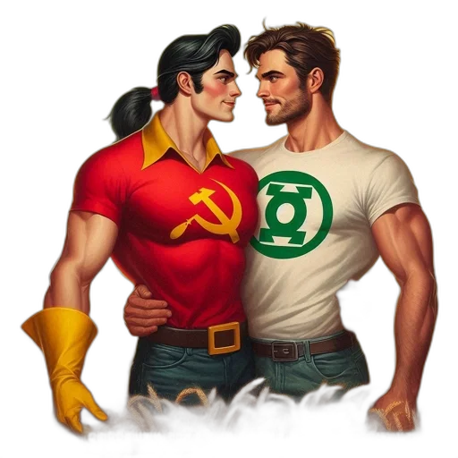 comic book art, concept art, fantasy art, pixel art, green, two, male, superhero transparent PNG cut-out