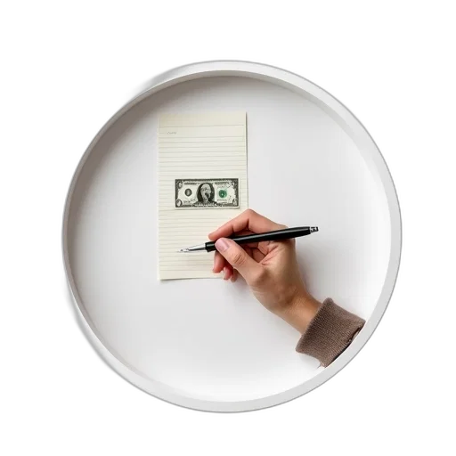 food, 3d render, person, hand, holding, pen, piece, paper transparent PNG cut-out