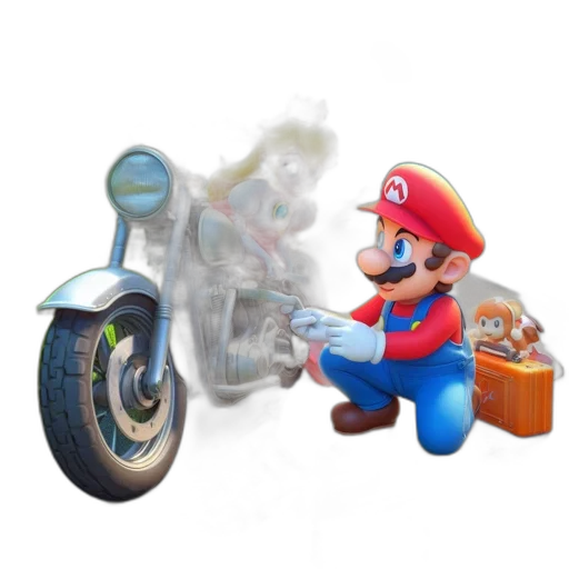 weapon, car, concept art, 3d render, pixel art, fantasy art, fire, mario transparent PNG cut-out