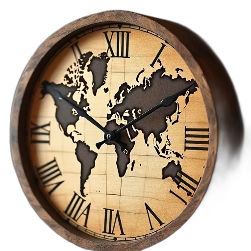wooden, clock, antique, world transparent PNG cut-out