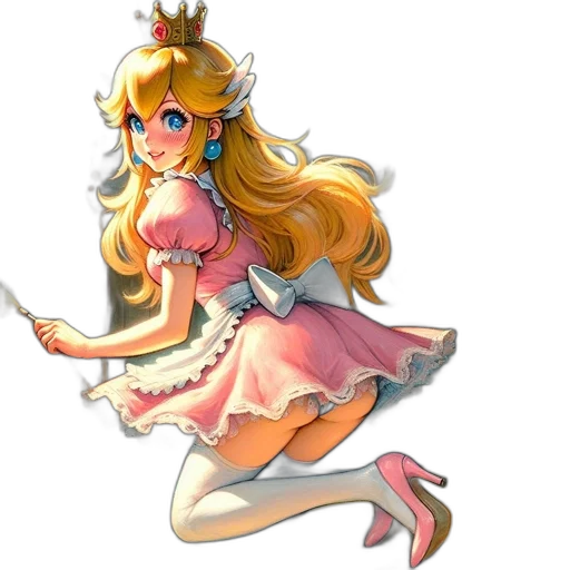 dress, crown, staff, weapon, anime, concept art, pixel art, watercolor transparent PNG cut-out