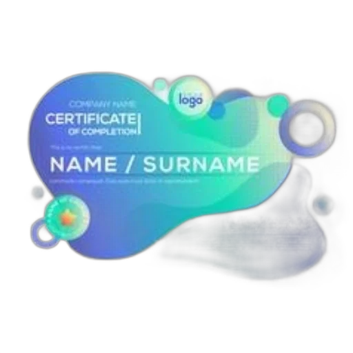 certificate, completion, modern, abstract, design, featuring, blue, green transparent PNG cut-out