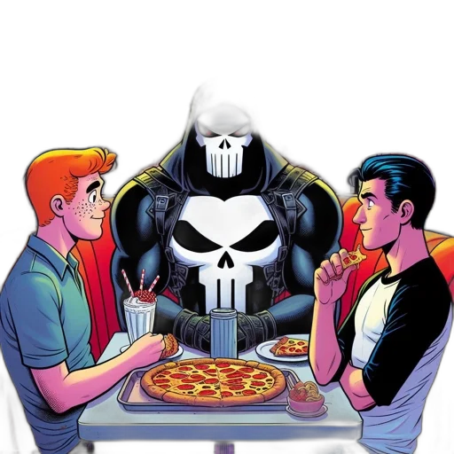 jacket, food, comic book art, concept art, inside, diner, called, pops transparent PNG cut-out