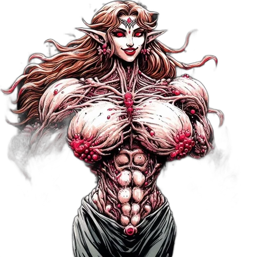 comic book art, concept art, fantasy art, elven, woman, unique, features, stands transparent PNG cut-out
