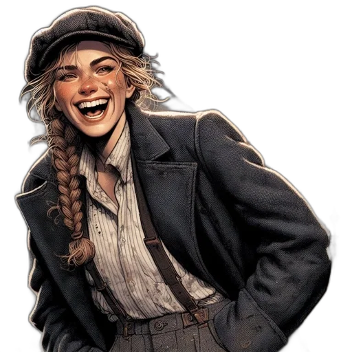 hat, jacket, face, staff, comic book art, concept art, photorealistic, cartoon transparent PNG cut-out