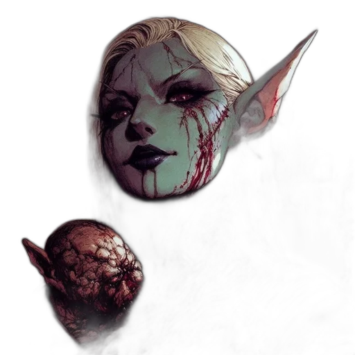 mask, face, creature, concept art, comic book art, fantasy art, pixel art, dark transparent PNG cut-out