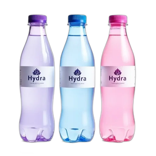 bottle, 3d render, vaporwave, photorealistic, pastel, three, identical, clear transparent PNG cut-out