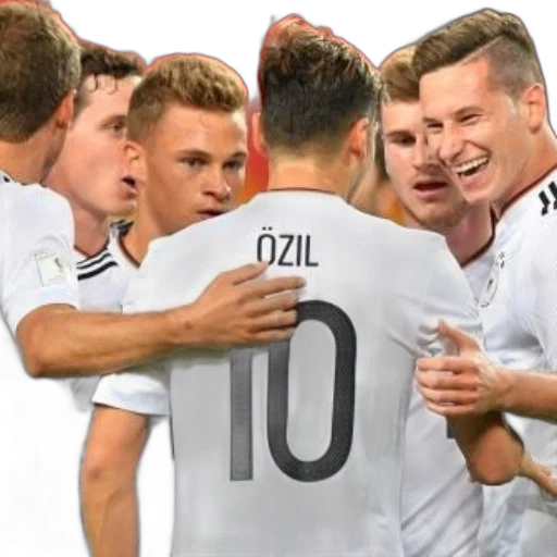 group, german, soccer, players, celebrate, their, teammate, wearing transparent PNG cut-out
