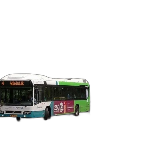 photorealistic, 3d render, concept art, pixel art, green, white, bus, parked transparent PNG cut-out
