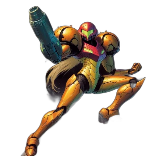 robot, weapon, concept art, 3d render, pixel art, golden, colorful, woman transparent PNG cut-out