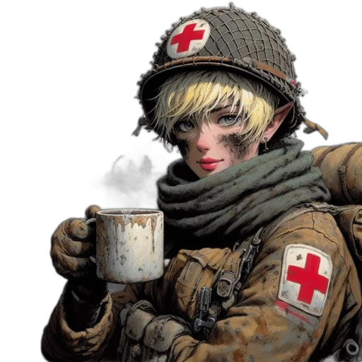concept art, comic book art, fantasy art, cyberpunk, woman, short, blonde, hair transparent PNG cut-out
