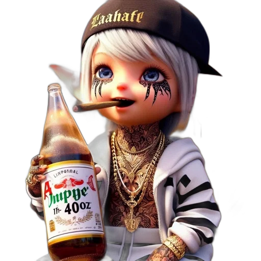 bottle, animal, jacket, creature, concept art, photorealistic, 3d render, fantasy art transparent PNG cut-out