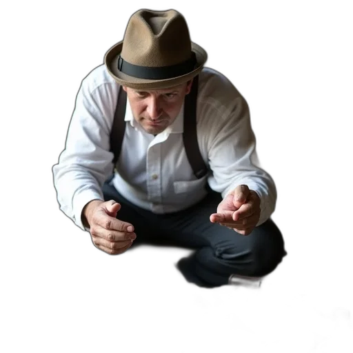 hat, staff, weapon, jacket, photorealistic, concept art, 3d render, oil painting transparent PNG cut-out