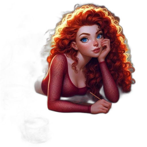 dress, fantasy art, concept art, comic book art, cartoon, fire, underwater, red transparent PNG cut-out