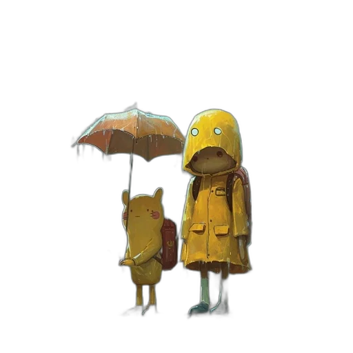 umbrella, jacket, dress, hat, concept art, pixel art, 3d render, watercolor transparent PNG cut-out