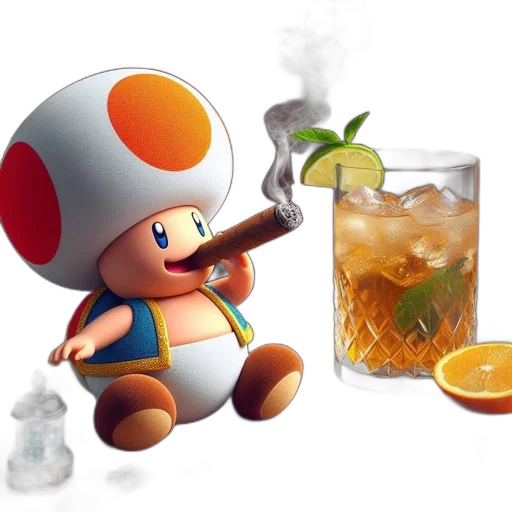 food, 3d render, concept art, pixel art, toad, mario, universe, portrayed transparent PNG cut-out