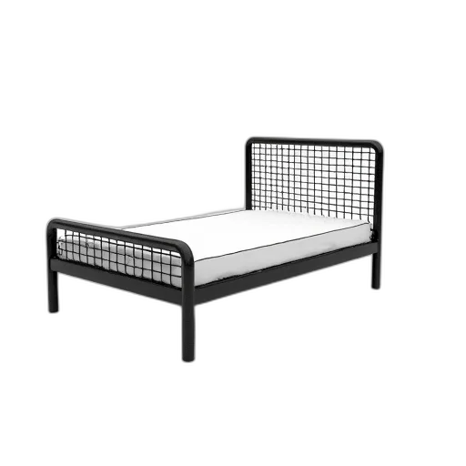 furniture, 3d render, monochrome, black, white, illustration, metal, bed transparent PNG cut-out