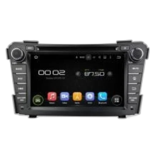 black, car, stereo, touchscreen, display, showing, time, temperature transparent PNG cut-out