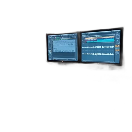 3d render, professional, recording, studio, setup, large, mixing, console transparent PNG cut-out