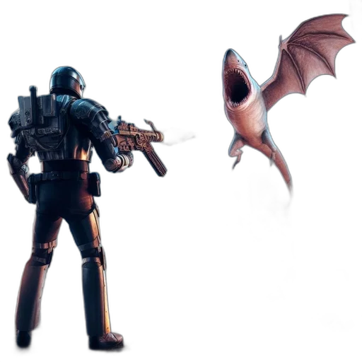 robot, weapon, dragon, creature, concept art, 3d render, pixel art, fantasy art transparent PNG cut-out