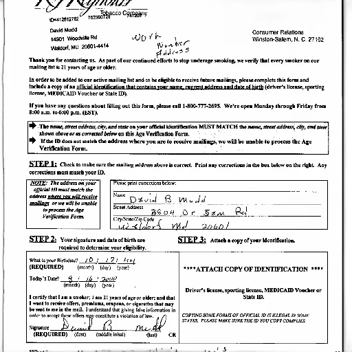 form, verifying, age, eligibility, receive, mailings, tobacco, company transparent PNG cut-out