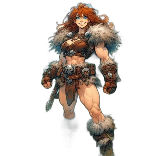fantasy art, concept art, pixel art, watercolor, earth tones, warrior, woman, fiery transparent PNG cut-out