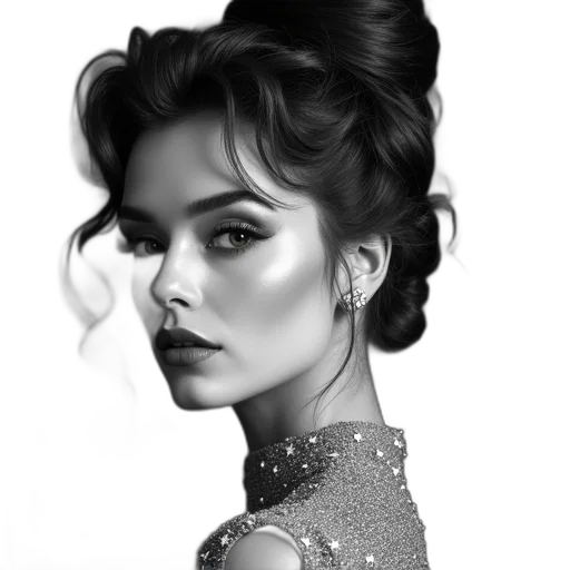 face, dress, jewelry, crown, photorealistic, pencil sketch, fantasy art, oil painting transparent PNG cut-out