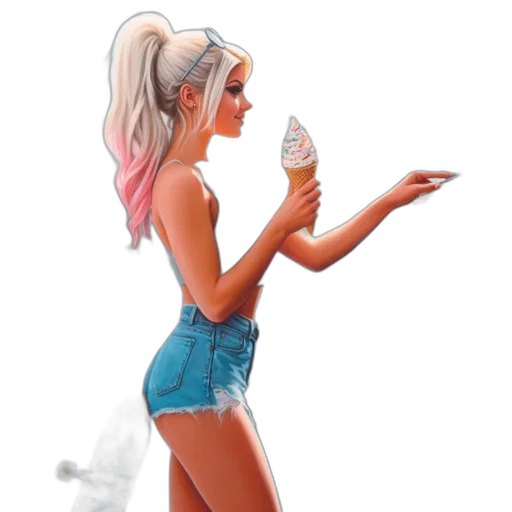 food, concept art, photorealistic, cartoon, pixel art, neon lights, beach, pastel transparent PNG cut-out