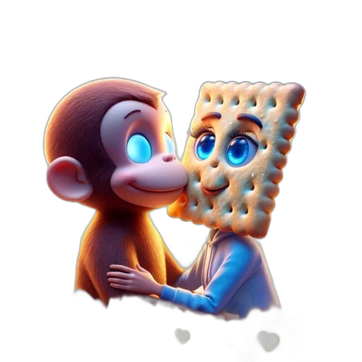 robot, food, concept art, 3d render, pixel art, cartoon, monkey, biscuit transparent PNG cut-out