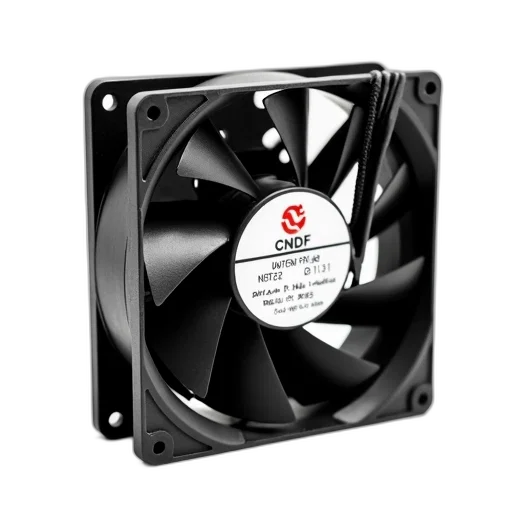 3d render, black, computer, fan, white, label, attached, holder transparent PNG cut-out