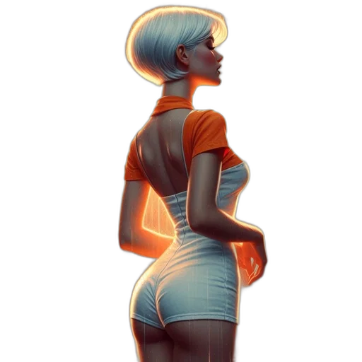 dress, robot, jacket, concept art, comic book art, pixel art, cartoon, neon lights transparent PNG cut-out
