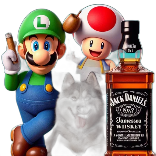 bottle, animal, hat, pixel art, 3d render, photorealistic, concept art, three transparent PNG cut-out