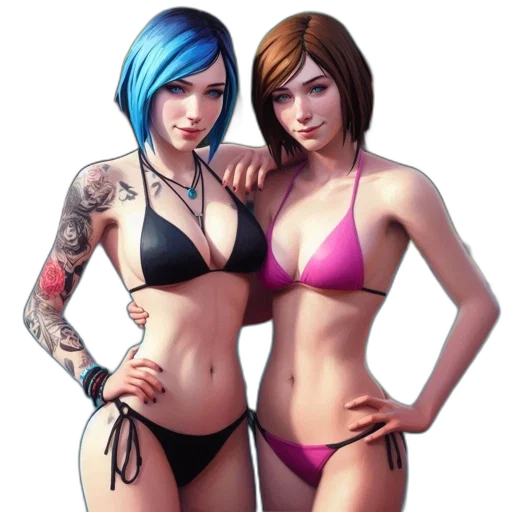 jewelry, concept art, fantasy art, photorealistic, 3d render, two, women, stand transparent PNG cut-out