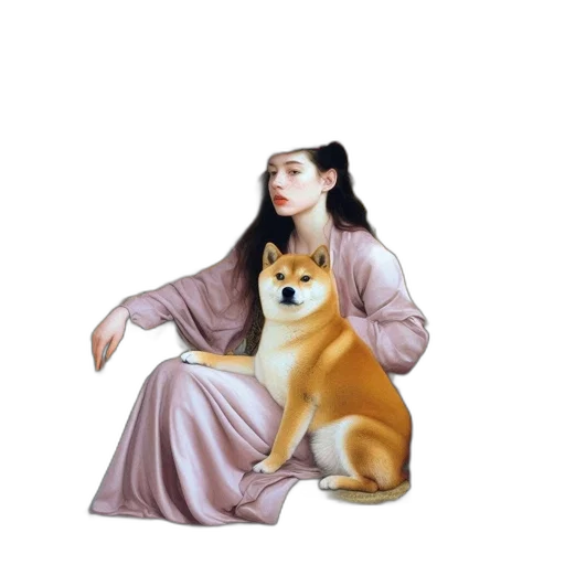 animal, dress, creature, jewelry, vaporwave, photorealistic, oil painting, fantasy art transparent PNG cut-out