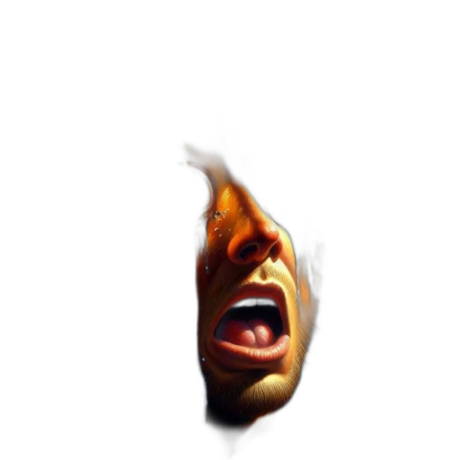 face, mask, creature, animal, photorealistic, 3d render, concept art, fire transparent PNG cut-out