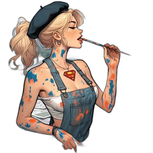 dress, comic book art, concept art, cartoon, cyberpunk, blue, colorful, female transparent PNG cut-out