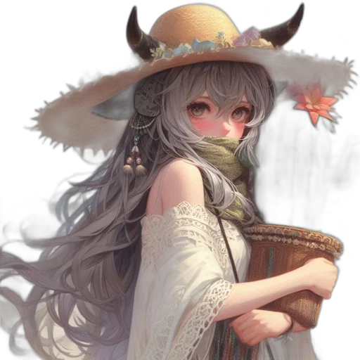 hat, dragon, mask, staff, fantasy art, anime, concept art, pixel art transparent PNG cut-out