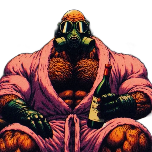 jacket, creature, mask, animal, comic book art, concept art, muscular, figure transparent PNG cut-out