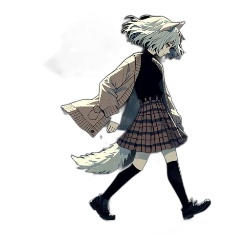 jacket, creature, animal, dress, concept art, watercolor, pixel art, anime transparent PNG cut-out