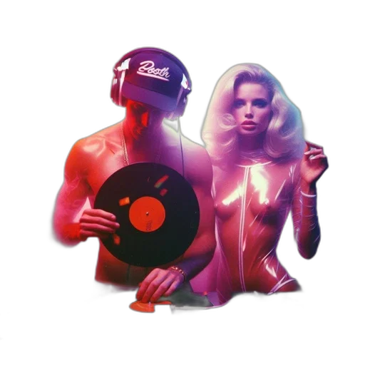 concept art, neon lights, red, party, scene, features, work, woman transparent PNG cut-out