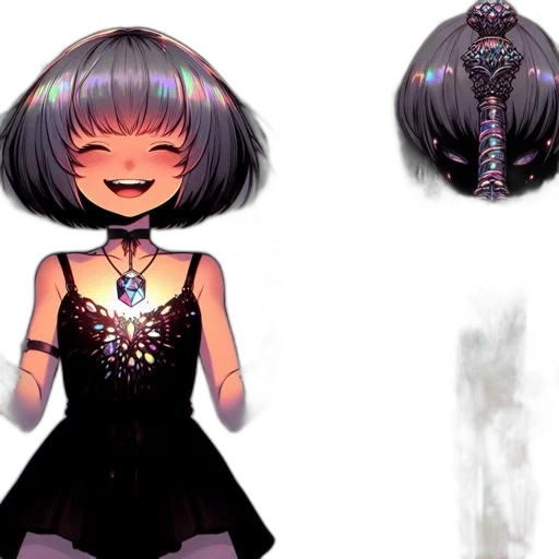 dress, concept art, pixel art, 3d render, anime, dark, monochrome, neon transparent PNG cut-out