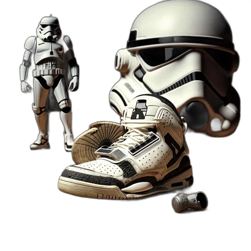 shoes, mask, concept art, 3d render, photorealistic, pixel art, earth tones, monochrome transparent PNG cut-out