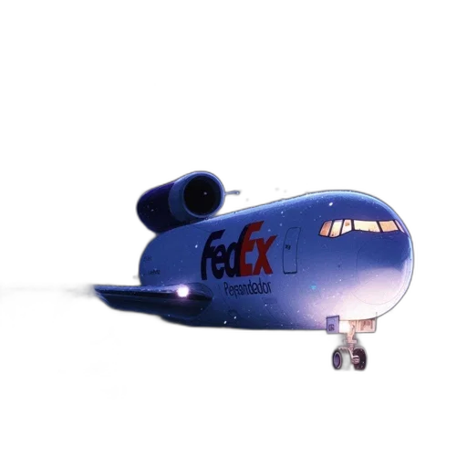 3d render, fedex, express, cargo, plane, stands, still, amidst transparent PNG cut-out