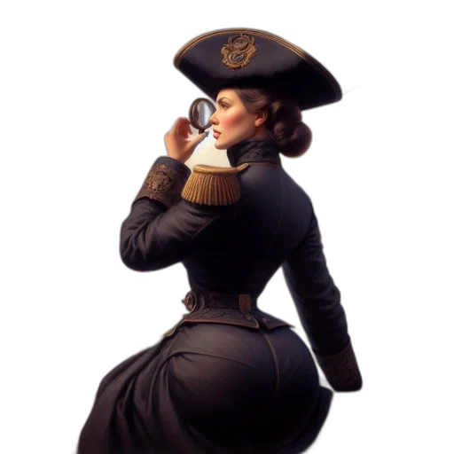 staff, hat, dress, concept art, photorealistic, fantasy art, 3d render, woman transparent PNG cut-out