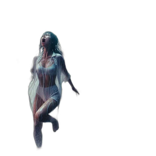 dress, creature, robot, hair, concept art, comic book art, fantasy art, 3d render transparent PNG cut-out
