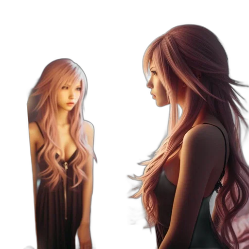 hair, dress, concept art, fantasy art, anime, photorealistic, fire, dark transparent PNG cut-out