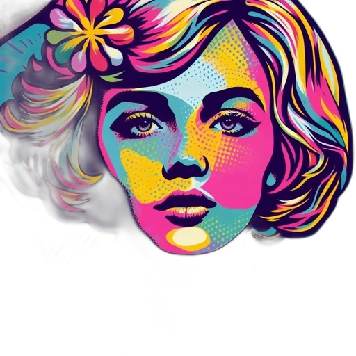 jewelry, hat, face, umbrella, photorealistic, cartoon, fantasy art, vaporwave transparent PNG cut-out